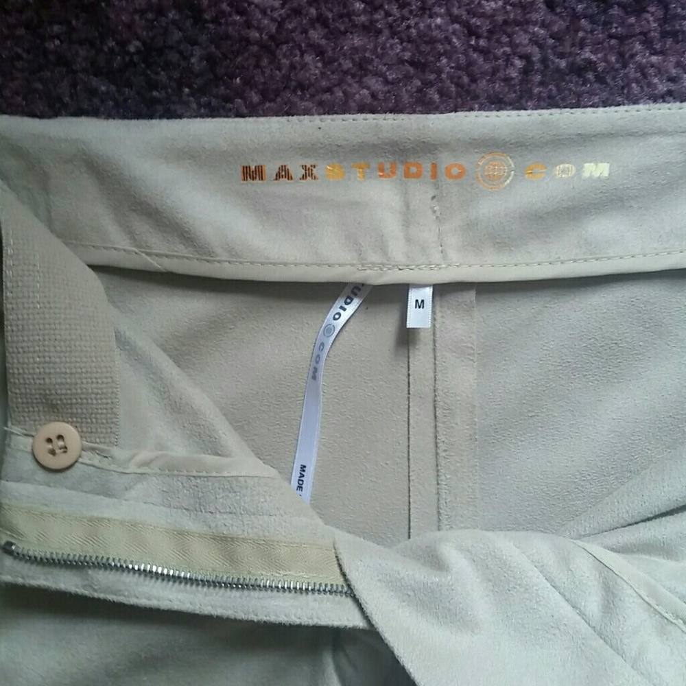 Faux suede. Flared slacks.